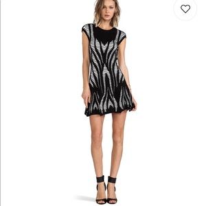 RVN Black & White Cutout Illusion Dress